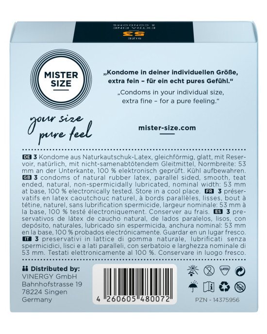 Презервативи - Mister Size 53mm pack of 3 Презервативи - Mister Size 53mm pack of 3