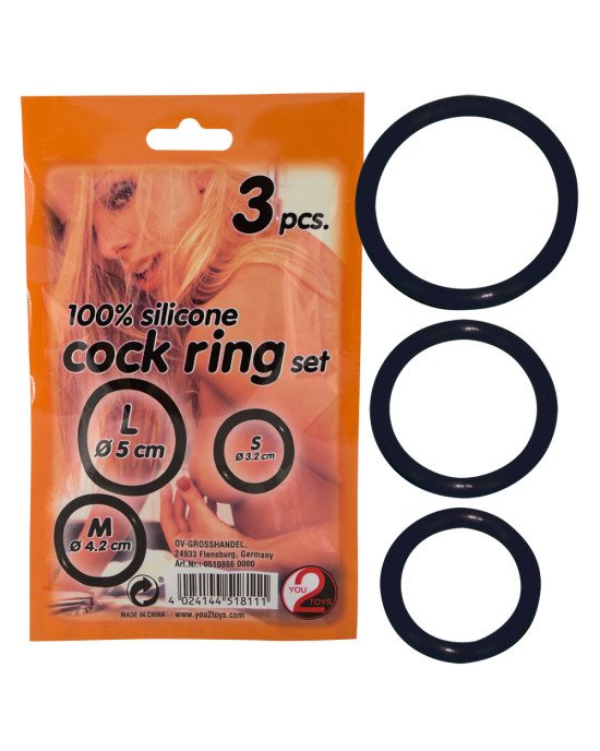Ерекційні кільця - Silicone Cock Ring Set, 3 шт. Ерекційні кільця - Silicone Cock Ring Set, 3 шт.