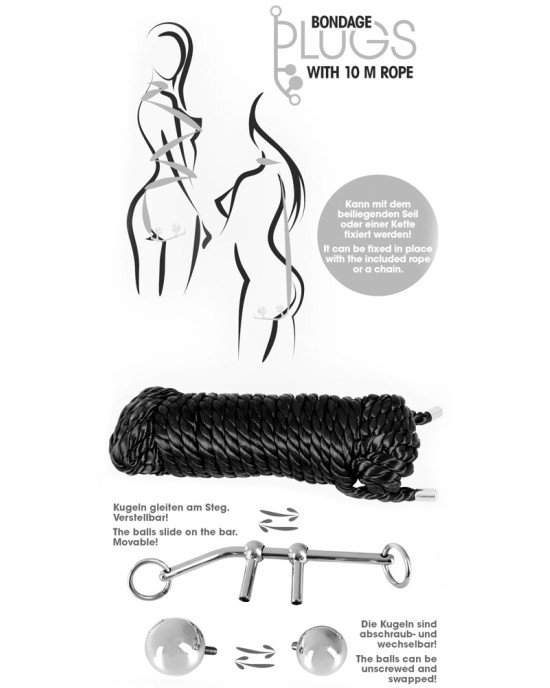 Bondage Plugs with 10 m Rope Bondage Plugs with 10 m Rope