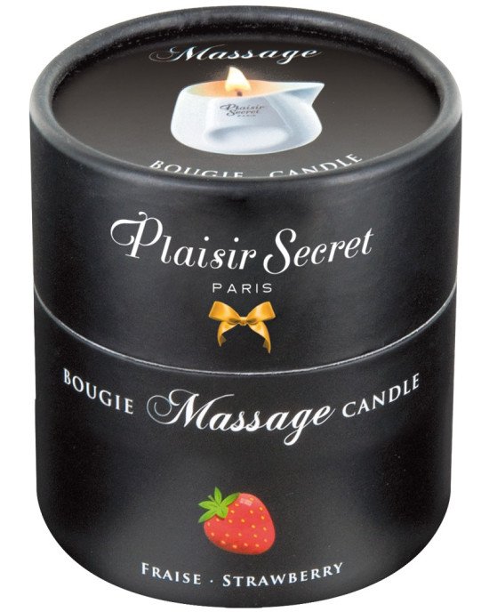 Масажна свічка - Plaisir Secrets Massage Candle Strawberry, 80 мл Масажна свічка - Plaisir Secrets Massage Candle Strawberry, 80 мл