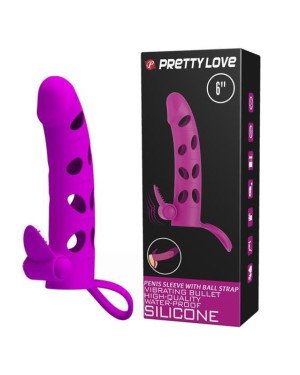 Насадка на член - Pretty Love Vibrating Penis Sleeve With Ball Strap 6