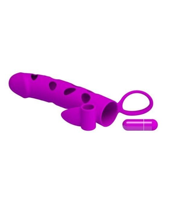 Насадка на член - Pretty Love Vibrating Penis Sleeve With Ball Strap 6