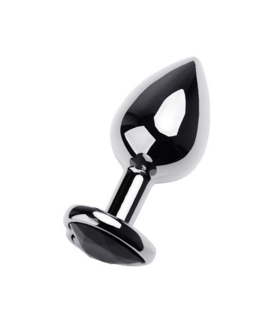 Анальна пробка - Silver anal plug TOYFA Metal with black heart-shaped gem, length 7 cm, diameter 1,8 Анальна пробка - Silver anal plug TOYFA Metal with black heart-shaped gem, length 7 cm, diameter 1,8