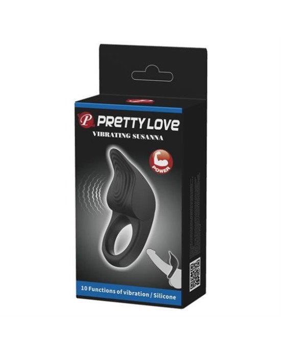 Ерекційне кільце - Pretty Love Vibrating Susanna Cock Ring Black Ерекційне кільце - Pretty Love Vibrating Susanna Cock Ring Black