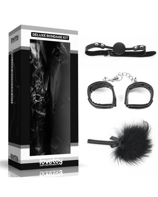 Набір БДСМ - Deluxe Bondage Kit (кляп, наручники, пір'їнка) Набір БДСМ - Deluxe Bondage Kit (кляп, наручники, пір'їнка)