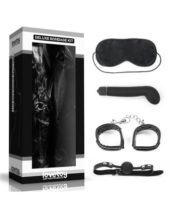 Набір БДСМ - Deluxe Bondage Kit (маска, вібратор, наручники, кляп) Набір БДСМ - Deluxe Bondage Kit (маска, вібратор, наручники, кляп)