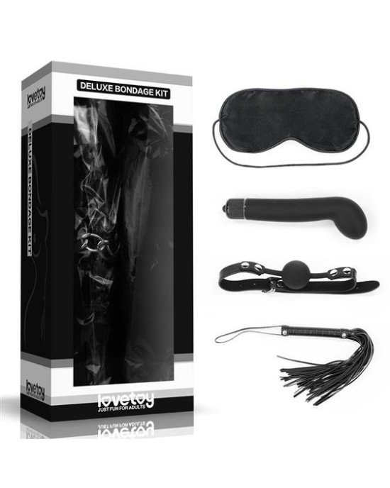Набір БДСМ - Deluxe Bondage Kit (маска, вібратор, кляп, флогер) Набір БДСМ - Deluxe Bondage Kit (маска, вібратор, кляп, флогер)