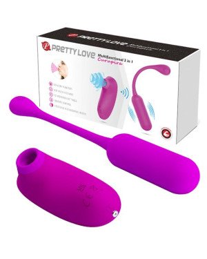 Віброяйце з кліторальним стимулятором - Pretty Love Curupira Multifunctional 2 in 1 Purple