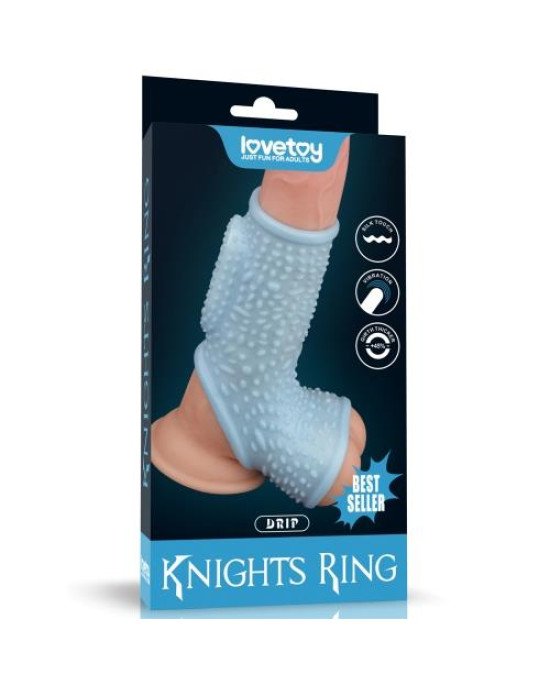 Насадка на член - Vibrating Drip Knights Ring With Scrotum Sleeve Blue