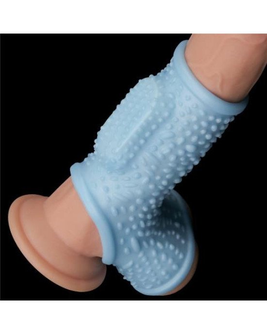 Насадка на член - Vibrating Drip Knights Ring With Scrotum Sleeve Blue