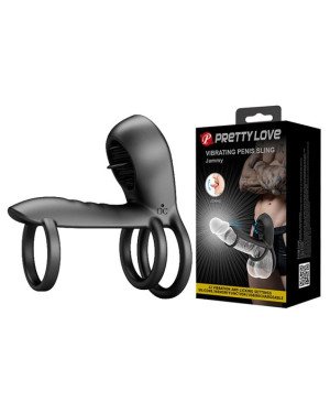 Насадка на член - Pretty Love Vibrating Penis Sling Jammy Black