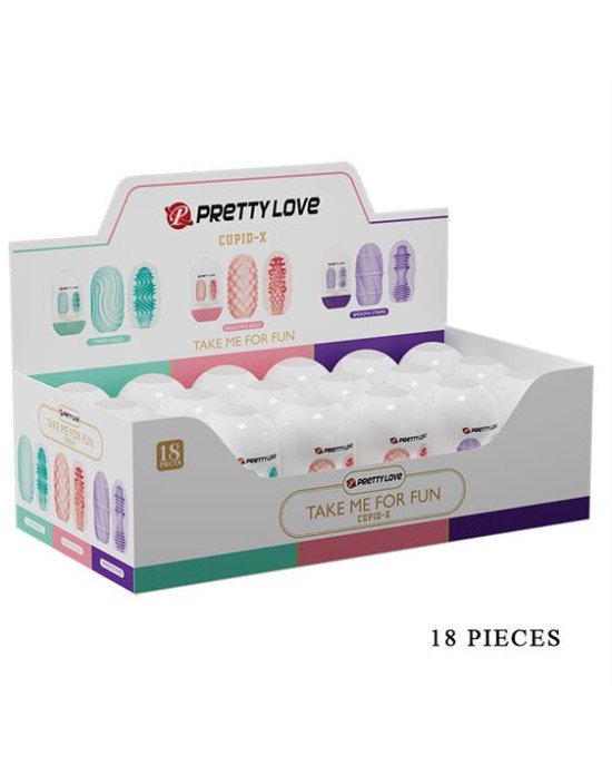 Набір мастурбаторів - Pretty Love Cupid-X Egg Set, 18 шт. Набір мастурбаторів - Pretty Love Cupid-X Egg Set, 18 шт.