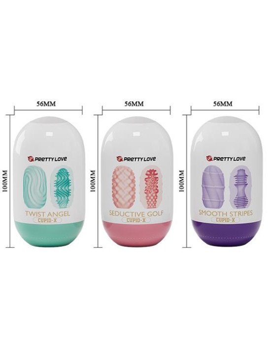 Набір мастурбаторів - Pretty Love Cupid-X Egg Set, 18 шт. Набір мастурбаторів - Pretty Love Cupid-X Egg Set, 18 шт.