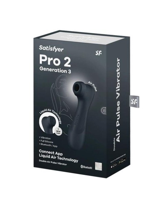 Кліторальний стимулятор - Satisfyer Pro 2 Generation 3 With Liquid Air Black Bluetooth/(App) Кліторальний стимулятор - Satisfyer Pro 2 Generation 3 With Liquid Air Black Bluetooth/(App)