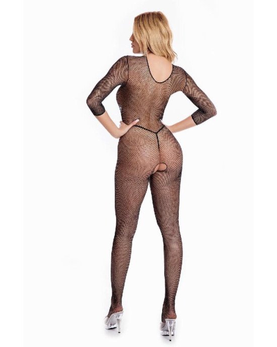 Бодістокінг - Pink Lipstick Lingerie Risque Crotchless Bodystocking Black, S/M Бодістокінг - Pink Lipstick Lingerie Risque Crotchless Bodystocking Black, S/M