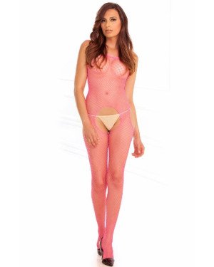 Бодістокінг - Rene Rofe Lingerie Industr. Net Suspender Bodystocking Pink