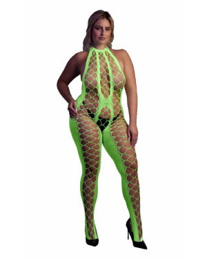Бодістокінг - Ouch! Bodystocking With Halterneck Green, XL/4XL