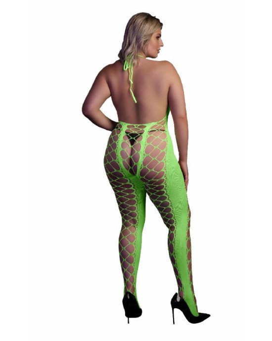 Бодістокінг - Ouch! Bodystocking With Halterneck Green, XL/4XL Бодістокінг - Ouch! Bodystocking With Halterneck Green, XL/4XL