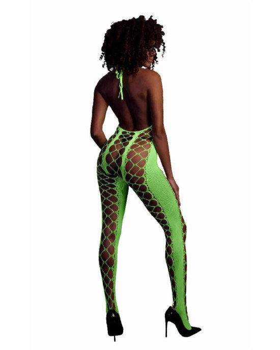 Бодістокінг - Ouch! Bodystocking With Halterneck Green, XS/XL Бодістокінг - Ouch! Bodystocking With Halterneck Green, XS/XL
