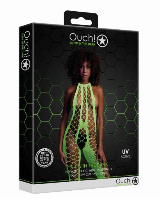 Бодістокінг - Ouch! Bodystocking With Halterneck Green, XS/XL Бодістокінг - Ouch! Bodystocking With Halterneck Green, XS/XL