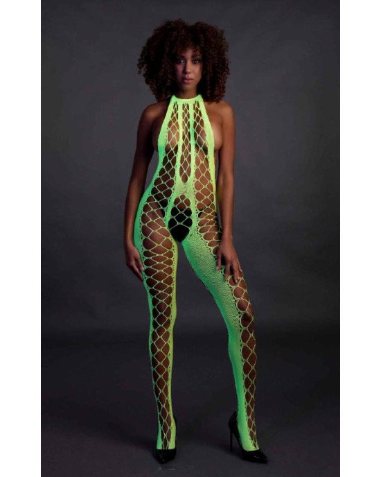 Бодістокінг - Ouch! Bodystocking With Halterneck Green, XS/XL Бодістокінг - Ouch! Bodystocking With Halterneck Green, XS/XL