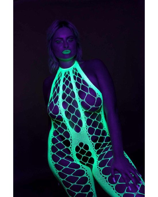 Бодістокінг - Ouch! Bodystocking With Halterneck Green, XS/XL Бодістокінг - Ouch! Bodystocking With Halterneck Green, XS/XL