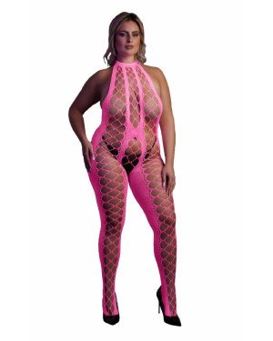 Бодістокінг - Ouch! Bodystocking With Halterneck Pink, XL/4XL