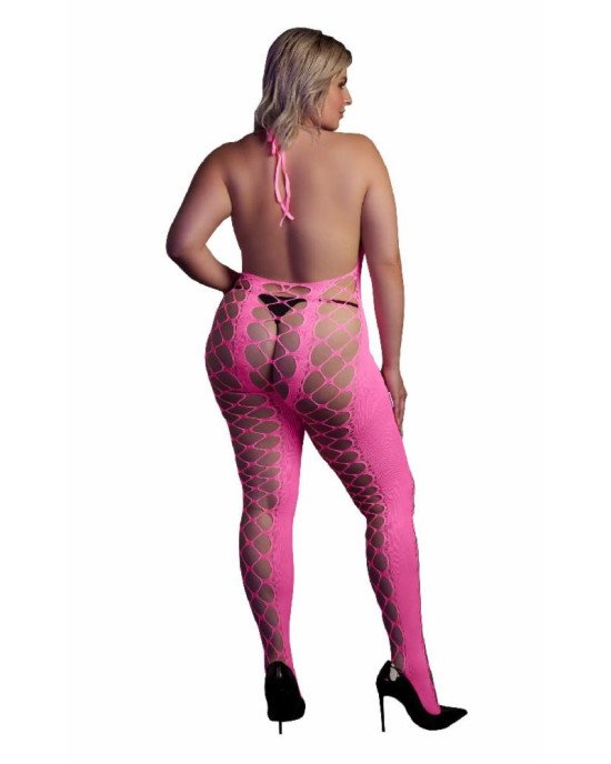 Бодістокінг - Ouch! Bodystocking With Halterneck Pink, XL/4XL Бодістокінг - Ouch! Bodystocking With Halterneck Pink, XL/4XL