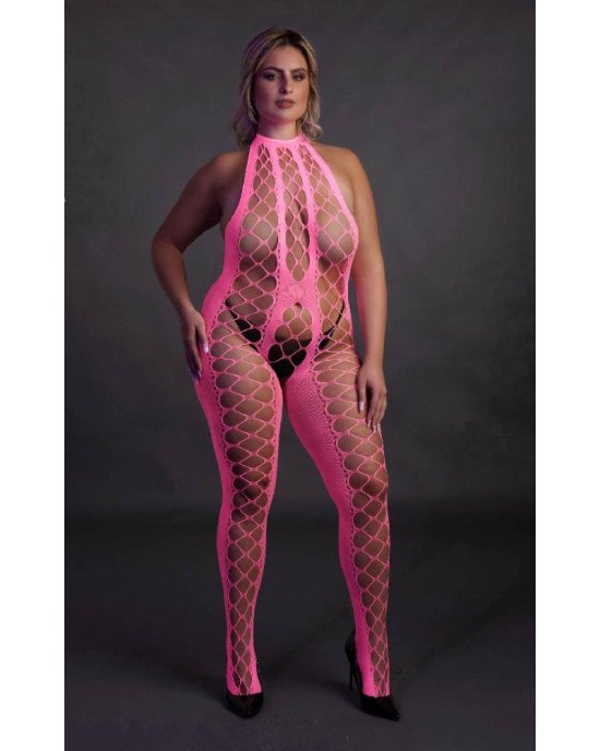 Бодістокінг - Ouch! Bodystocking With Halterneck Pink, XL/4XL Бодістокінг - Ouch! Bodystocking With Halterneck Pink, XL/4XL