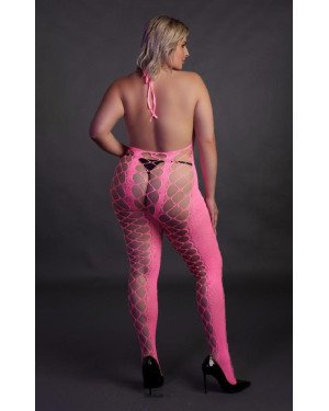 Бодістокінг - Ouch! Bodystocking With Halterneck Pink, XL/4XL