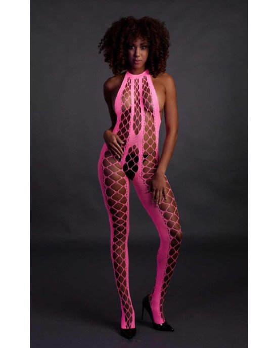 Бодістокінг - Ouch! Bodystocking With Halterneck Pink, XS/XL Бодістокінг - Ouch! Bodystocking With Halterneck Pink, XS/XL