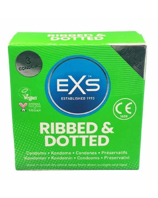 Презервативи - EXS Ribbed And Dotted, 3 шт.