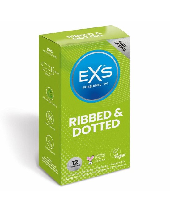 Презервативи - EXS Ribbed And Dotted, 12 шт. Презервативи - EXS Ribbed And Dotted, 12 шт.