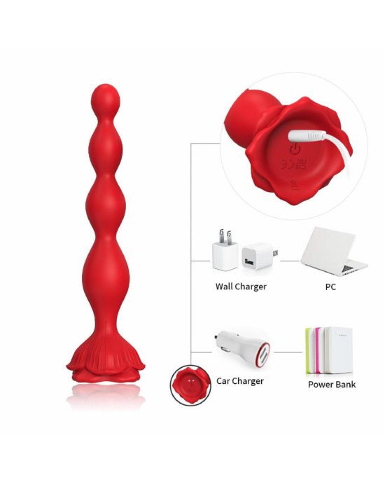 Анальний стимулятор - Rosestick Red, 9 Vibration Functions
