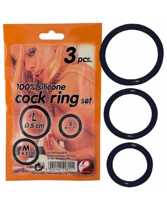 Ерекційні кільця - Silicone Cock Ring Set, 3 шт. Ерекційні кільця - Silicone Cock Ring Set, 3 шт.