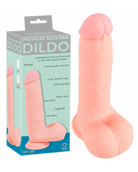 Фалоімітатор з мошонкою - Medical Silicone Dildo, 20 см Фалоімітатор з мошонкою - Medical Silicone Dildo, 20 см