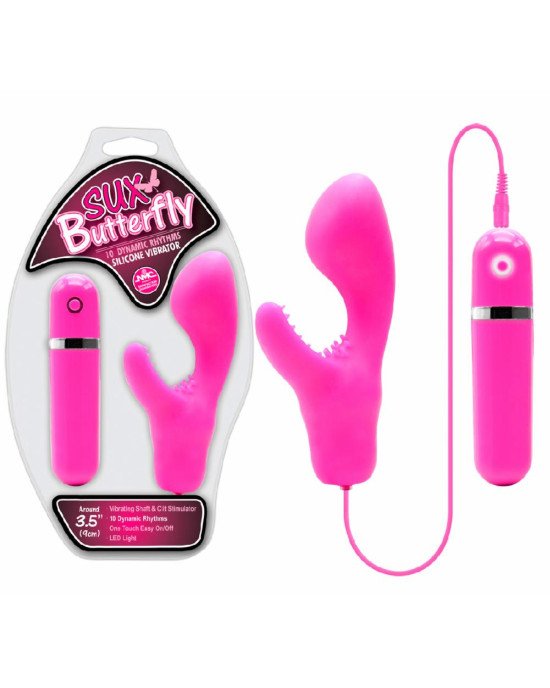 Стимулятор G-точки - Sux Butterfly Pink Vibrator mit Klitorisreizer Стимулятор G-точки - Sux Butterfly Pink Vibrator mit Klitorisreizer