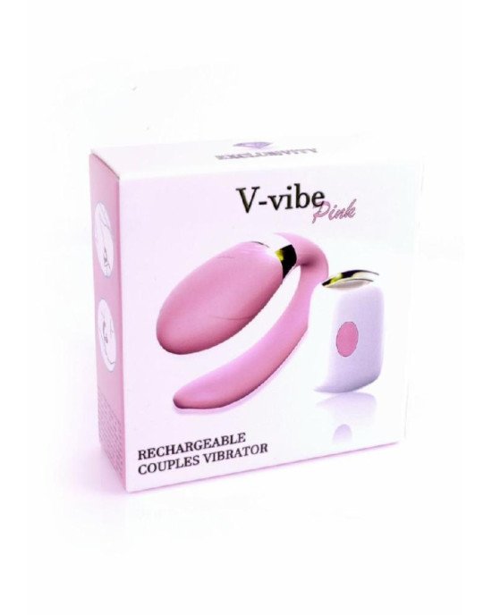 Вібратор для пар - V-Vibe Pink, USB, 7 Function, Remote Control
