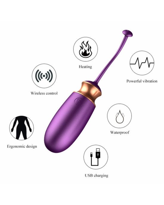 Віброяйце - Vibrating Silicone Love Egg Purple, USB, 10 Function, Heating, Voice Control Віброяйце - Vibrating Silicone Love Egg Purple, USB, 10 Function, Heating, Voice Control