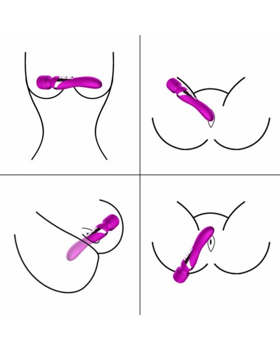 Вібромасажер - Silicone Dual Massager, USB, 7+7 Function, Purple Вібромасажер - Silicone Dual Massager, USB, 7+7 Function, Purple
