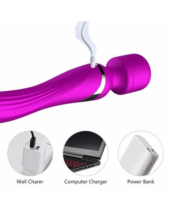 Вібромасажер - Silicone Dual Massager, USB, 7+7 Function, Purple Вібромасажер - Silicone Dual Massager, USB, 7+7 Function, Purple