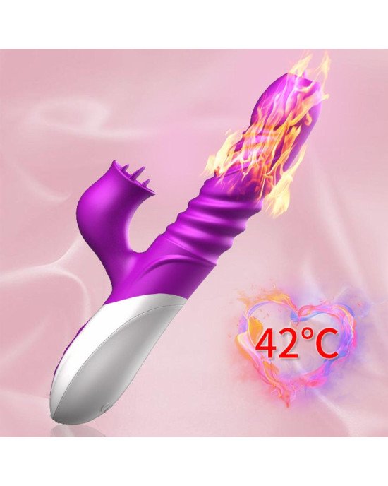 Вібратор - Silicone Vibrator, USB, 10 Function &Thrusting Function, Heating
