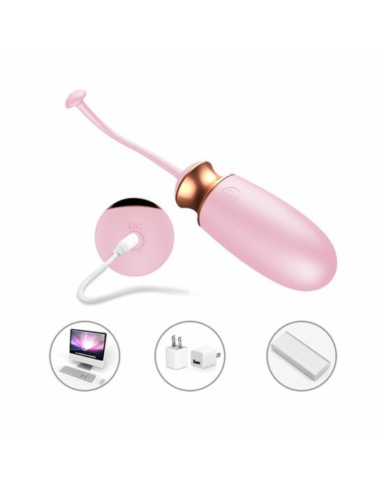 Віброяйце - Vibrating Silicone Love Egg Pink, USB, 10 Function, Heating, Voice Control Віброяйце - Vibrating Silicone Love Egg Pink, USB, 10 Function, Heating, Voice Control