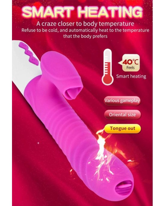 Вібратор - Silicone Vibrator USB 7 Function and Thrusting Function / Heating Purple Вібратор - Silicone Vibrator USB 7 Function and Thrusting Function / Heating Purple