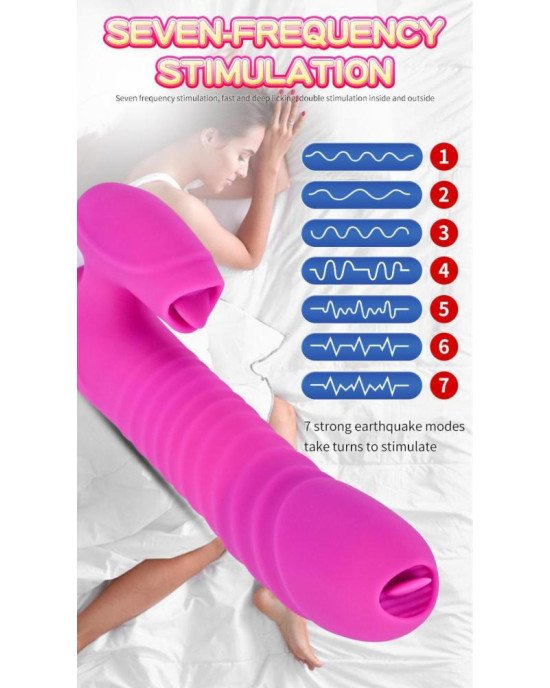 Вібратор - Silicone Vibrator USB 7 Function and Thrusting Function / Heating Purple Вібратор - Silicone Vibrator USB 7 Function and Thrusting Function / Heating Purple