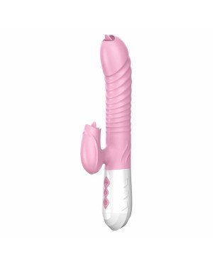 Вібратор - Silicone Vibrator USB 7 Function and Thrusting Function / Heating Pink