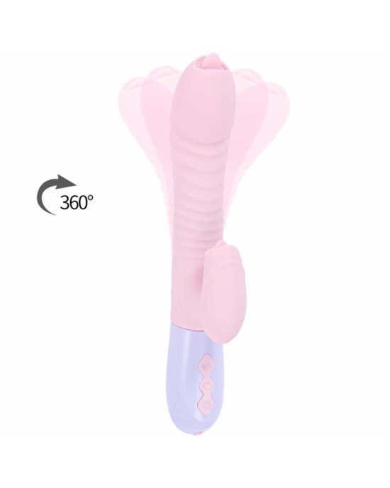 Вібратор - Silicone Vibrator USB 7 Function and Thrusting Function / Heating Pink Вібратор - Silicone Vibrator USB 7 Function and Thrusting Function / Heating Pink