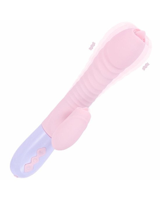 Вібратор - Silicone Vibrator USB 7 Function and Thrusting Function / Heating Pink Вібратор - Silicone Vibrator USB 7 Function and Thrusting Function / Heating Pink
