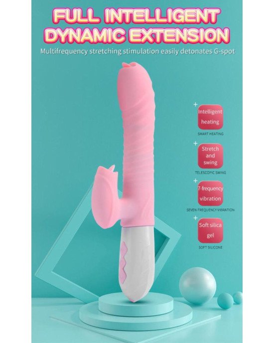 Вібратор - Silicone Vibrator USB 7 Function and Thrusting Function / Heating Pink Вібратор - Silicone Vibrator USB 7 Function and Thrusting Function / Heating Pink