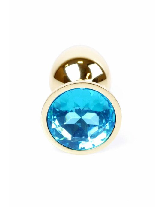 Анальна пробка - Jewellery Gold Plug Light Blue Анальна пробка - Jewellery Gold Plug Light Blue